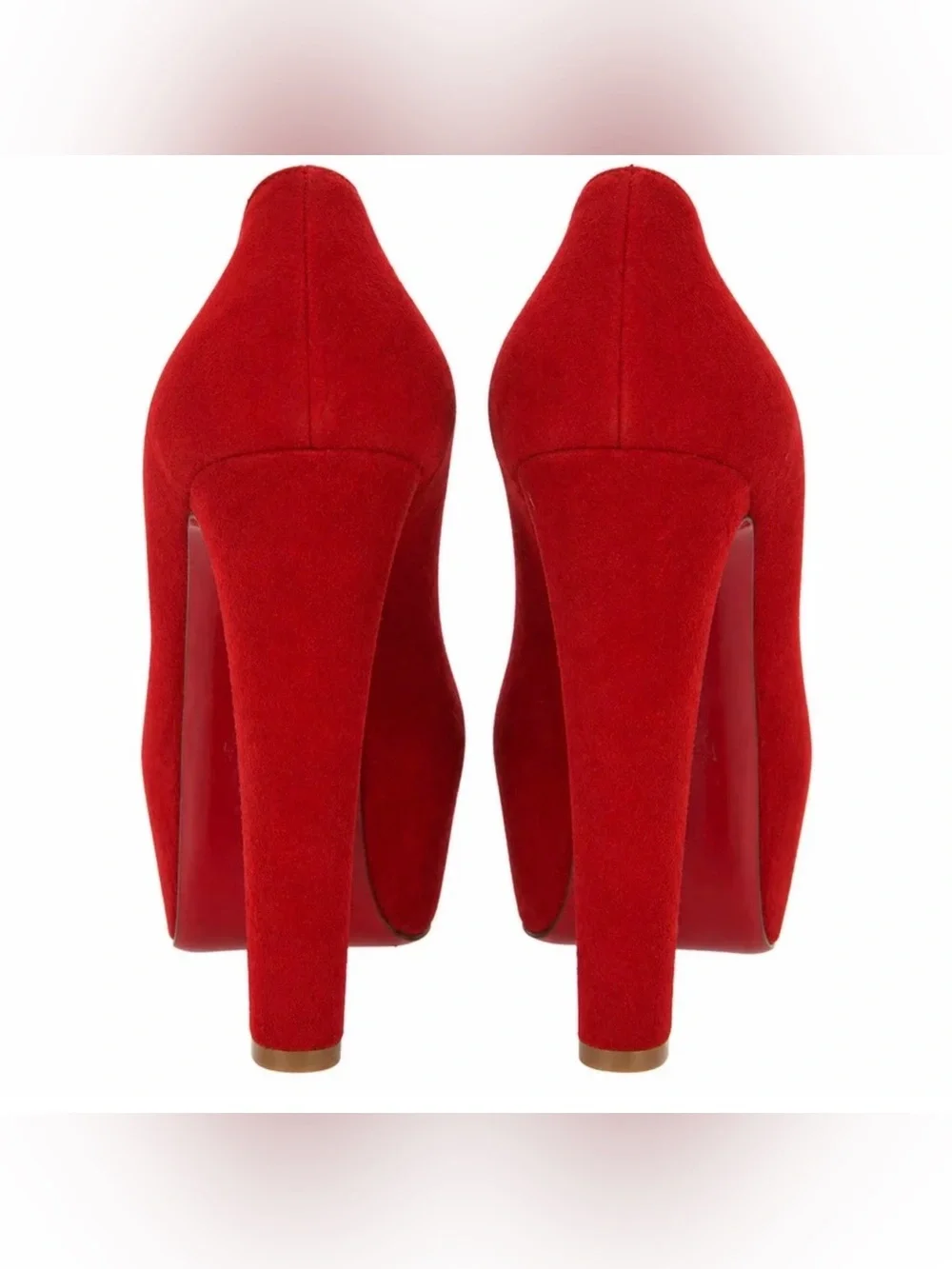 Christian Louboutin Red Suede Peep-Toe Platform Pumps